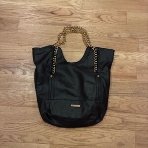 Elegant Black Tote Bag with Gold Chain
